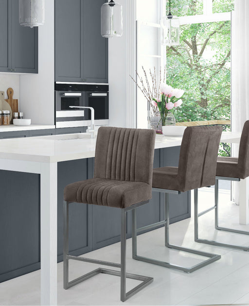 Charlotte Bar Stool – Charcoal Grey Suede (Set of 2) - Luminex FurnitureStoolBRO052