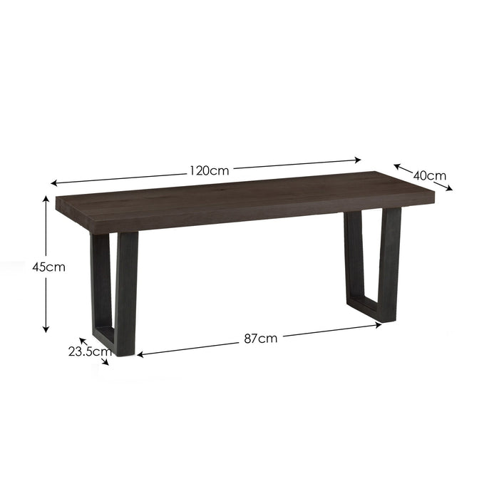 Charlotte Dark Oak Bench – Industrial Style Seating - Luminex FurnitureBench SeatBRO023