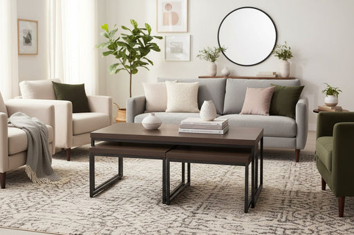 Charlotte Nesting Coffee Tables – Solid Oak & Metal - Luminex FurnitureCoffee TableBRO024