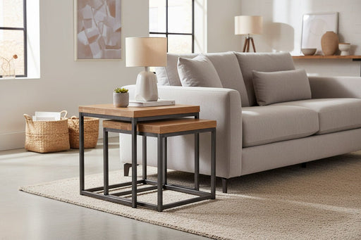 Charlotte Nesting Lamp Tables – Solid Oak & Metal Legs - Luminex FurnitureLamp TableBRO005