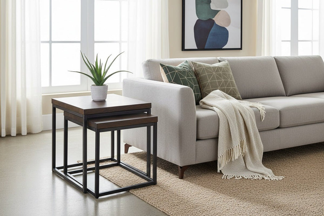 Charlotte Nesting Lamp Tables – Solid Oak & Metal Legs - Luminex FurnitureLamp TableBRO025