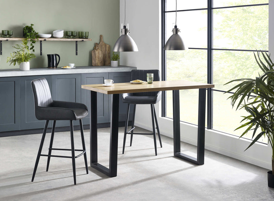 Charlotte Oak Bar Table – Rustic Oak with Industrial Legs - Luminex FurnitureDining TableBRO016