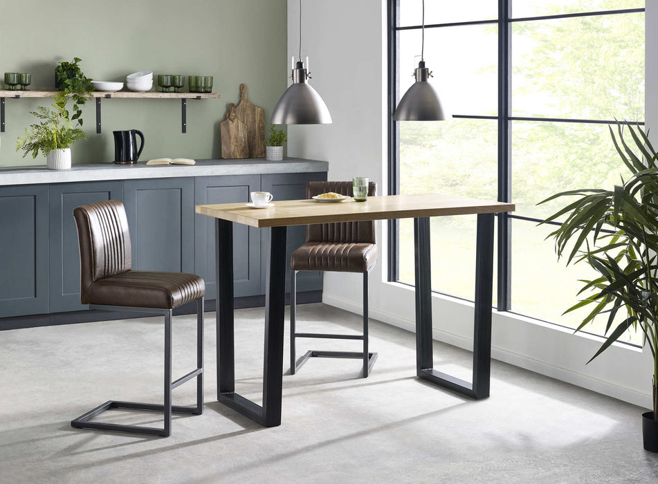 Charlotte Oak Bar Table – Rustic Oak with Industrial Legs - Luminex FurnitureDining TableBRO016