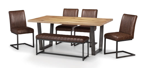 Charlotte Oak Rectangular Table, Brown Bench & 2 Chairs Set - Luminex FurnitureDining SetBRO114
