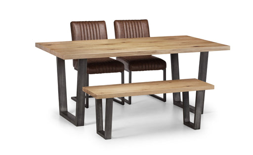 Charlotte Oak Rectangular Table, Oak Bench & 2 Brown Chairs - Luminex FurnitureDining SetBRO108