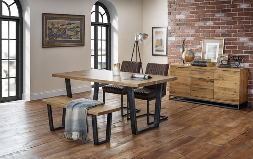 Charlotte Oak Rectangular Table, Oak Bench & 2 Brown Chairs - Luminex FurnitureDining SetBRO108