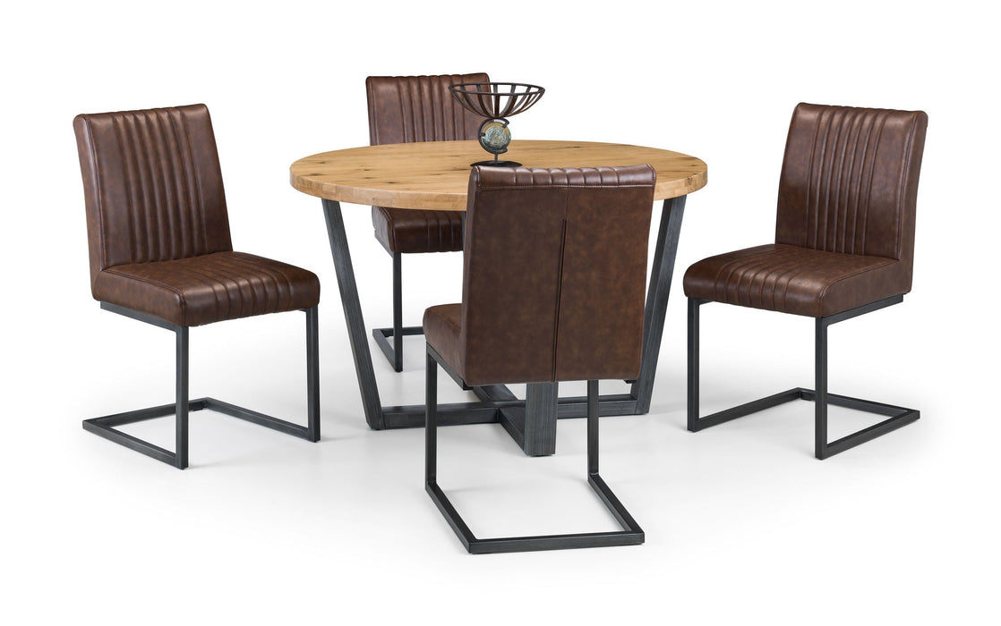 Charlotte Oak Round Table & 4 Charlotte Brown Chairs - Luminex FurnitureDining SetBRO110