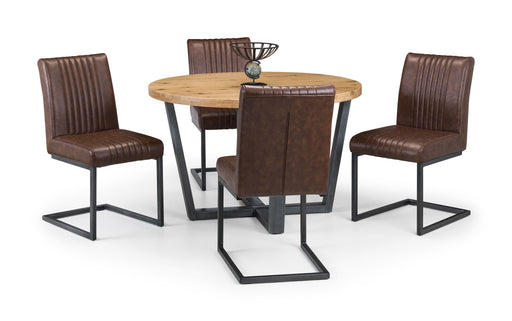 Charlotte Oak Round Table & 4 Charlotte Brown Chairs - Luminex FurnitureDining SetBRO110