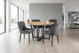 Charlotte Oak Round Table and 4 Grey Velvet Braylin Chairs - Luminex FurnitureDining SetBRO120