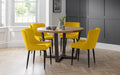 Charlotte Oak Round Table and 4 Mustard Velvet Braylin Chairs - Luminex FurnitureDining SetBRO119