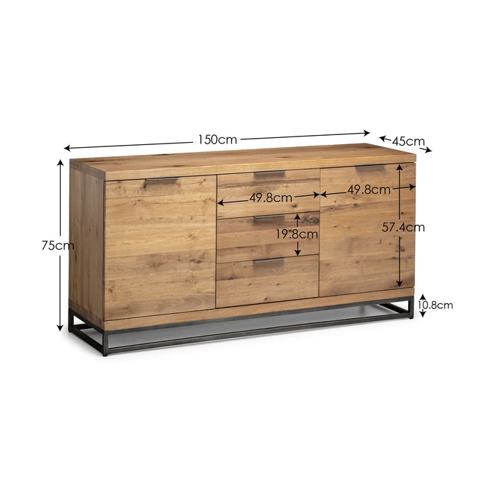 Charlotte Oak Sideboard – Rustic 2 Door 3 Drawer Storage - Luminex FurnitureSideboardBRO007