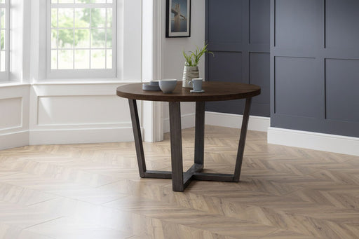 Charlotte Round Dining Table - Dark Oak & Metal Legs - Luminex FurnitureDining TableBRO028