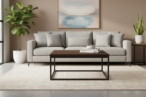 Charlotte Square Coffee Table – Dark Oak & Metal - Luminex FurnitureCoffee TableBRO035