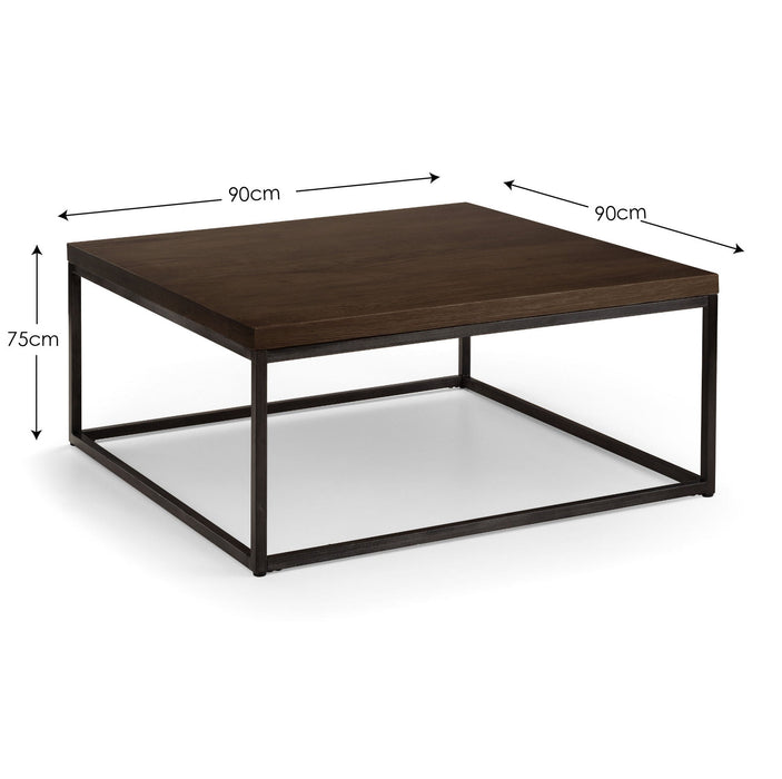 Charlotte Square Coffee Table – Dark Oak & Metal - Luminex FurnitureCoffee TableBRO035