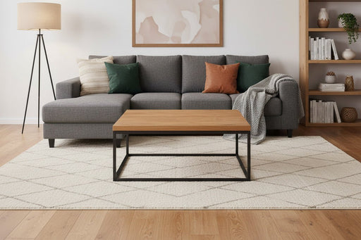Charlotte Square Coffee Table – Solid Oak & Metal - Luminex FurnitureCoffee TableBRO015