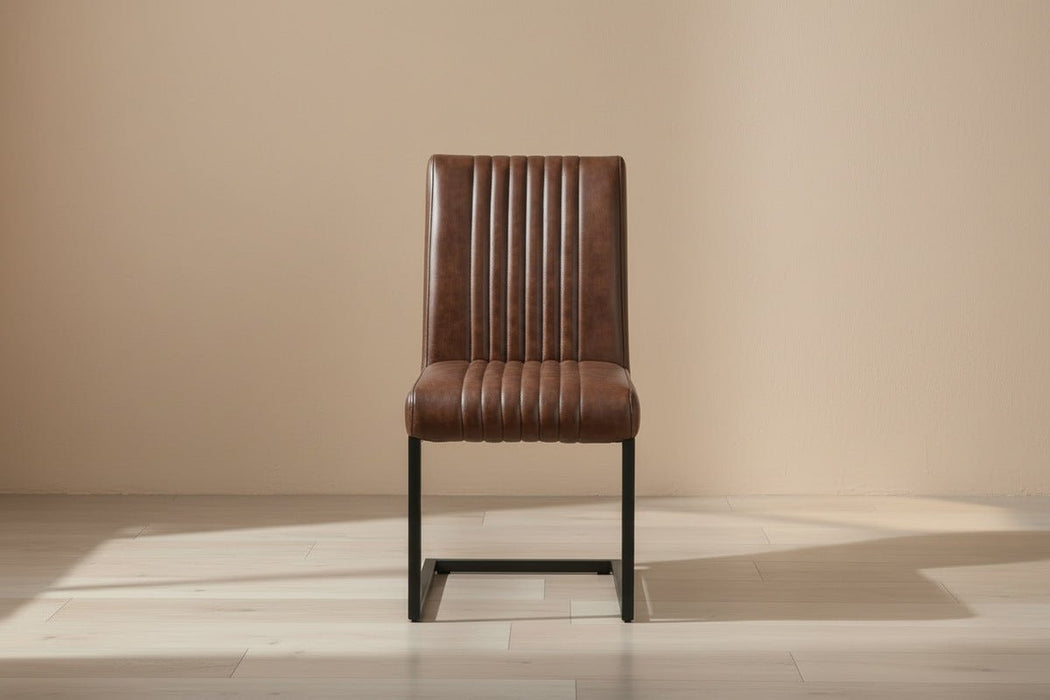 Charlotte Vintage Faux Leather Dining Chairs – Set of 2 - Luminex FurnitureChairsBRO107