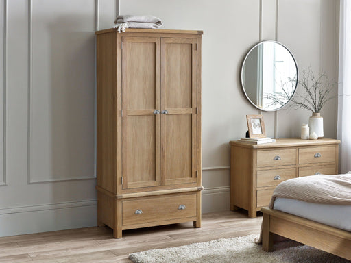 Chelsea 2 Door 1 Drawer Wardrobe in Limed Oak - Luminex FurnitureWardrobeMEM007