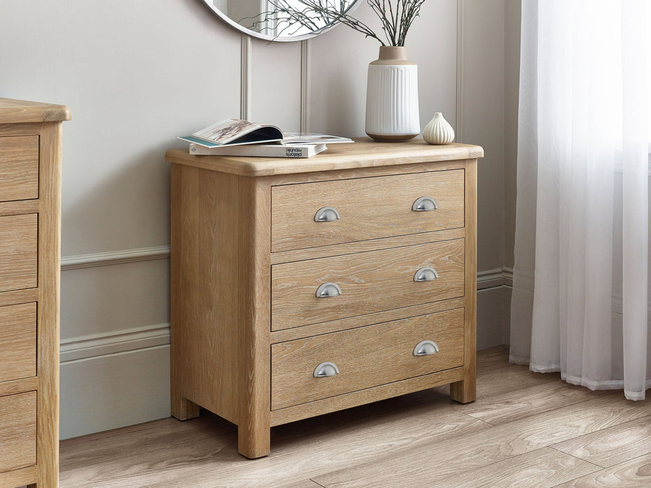 Chelsea 3 Drawer Chest in Limed Oak - Luminex FurnitureChest of drawersMEM004