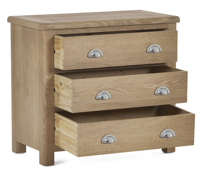 Chelsea 3 Drawer Chest in Limed Oak - Luminex FurnitureChest of drawersMEM004