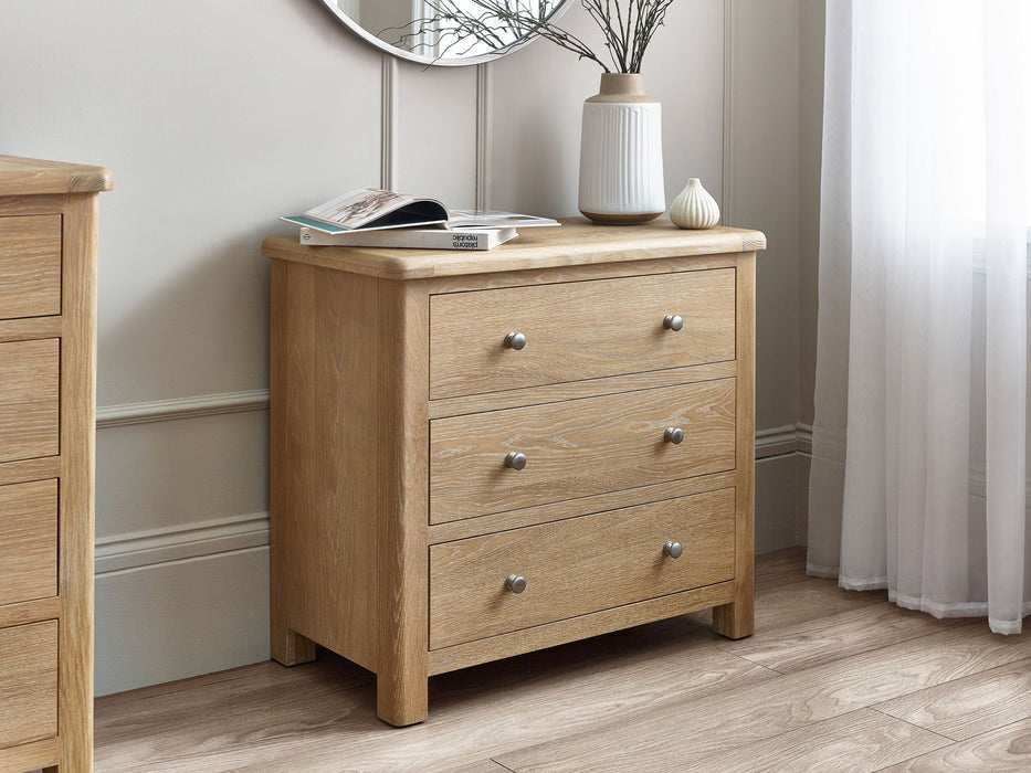 Chelsea 3 Drawer Chest in Limed Oak - Luminex FurnitureChest of drawersMEM004