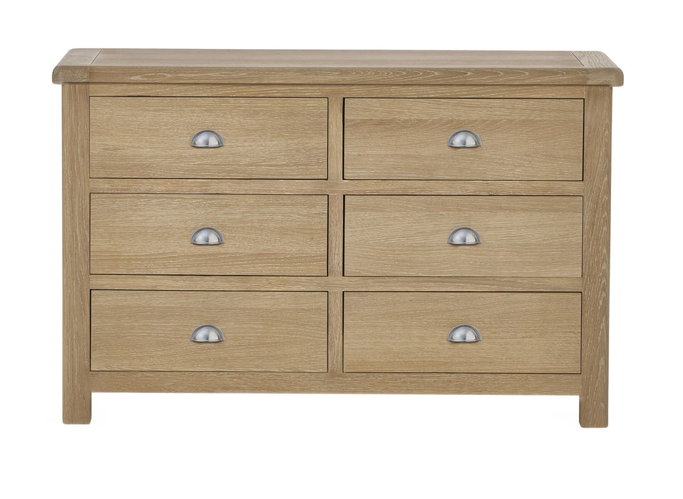 Chelsea Limed Oak 6 Drawer Wide Chest - Luminex FurnitureChest of drawersMEM006