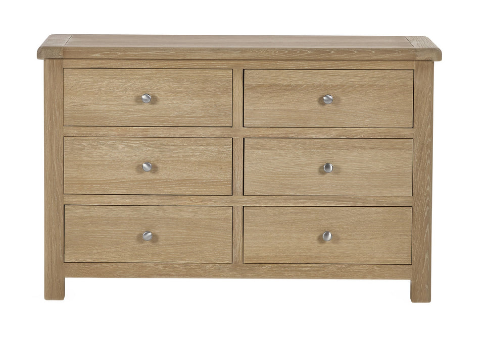Chelsea Limed Oak 6 Drawer Wide Chest - Luminex FurnitureChest of drawersMEM006