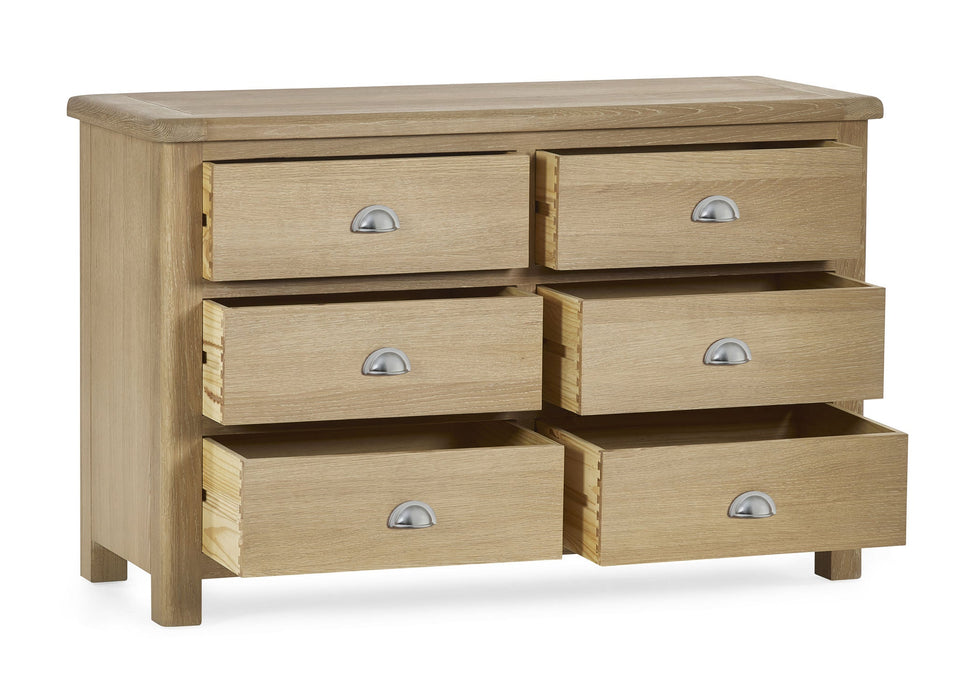 Chelsea Limed Oak 6 Drawer Wide Chest - Luminex FurnitureChest of drawersMEM006