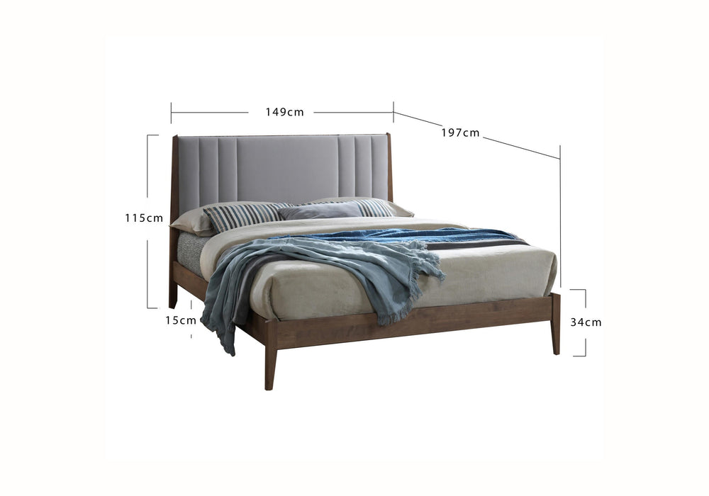 Cheslyn Dark Grey Velvet Fabric Bed - Luminex FurnitureBedCHESLY46DGREY