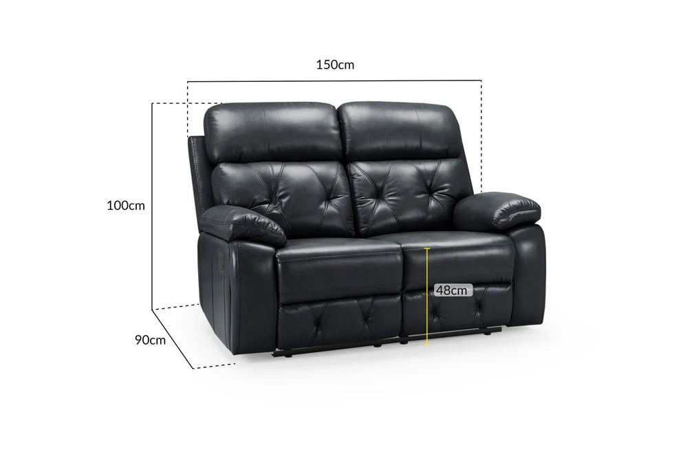 Cheswick Black 2 Seater Recliner Sofa – Compact Faux Leather - Luminex FurnitureSofascody_recliner_sofa_black_2_seater