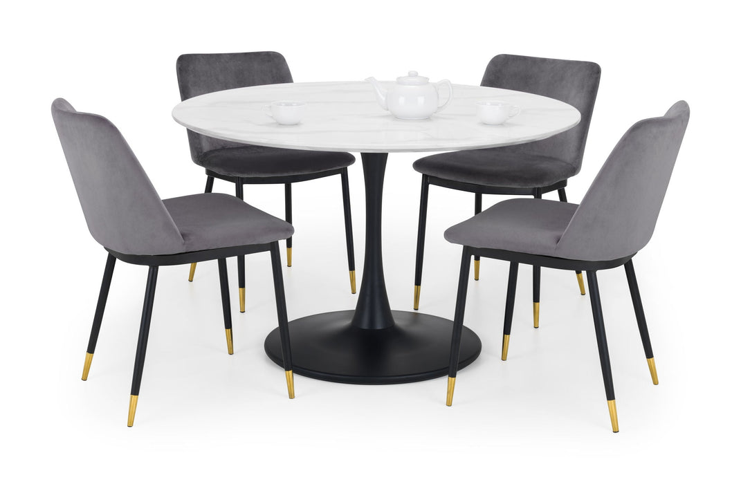 Clara Round Table and 4 Grey Kensington Chairs - Luminex FurnitureDining SetHOL106