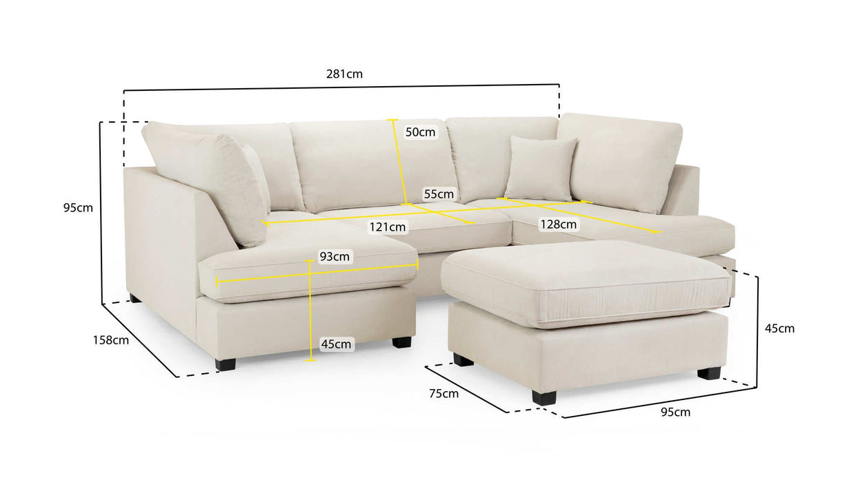 Clarendon Beige U - Shape Corner Sofa with Ottoman – 6 Seater - Luminex FurnitureSofascarnaby_u_shape_beige