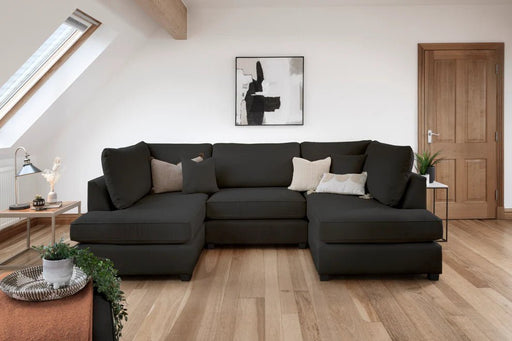 Clarendon Black U - Shape Corner Sofa with Ottoman – 6 Seater - Luminex FurnitureSofascarnaby_u_shape_black
