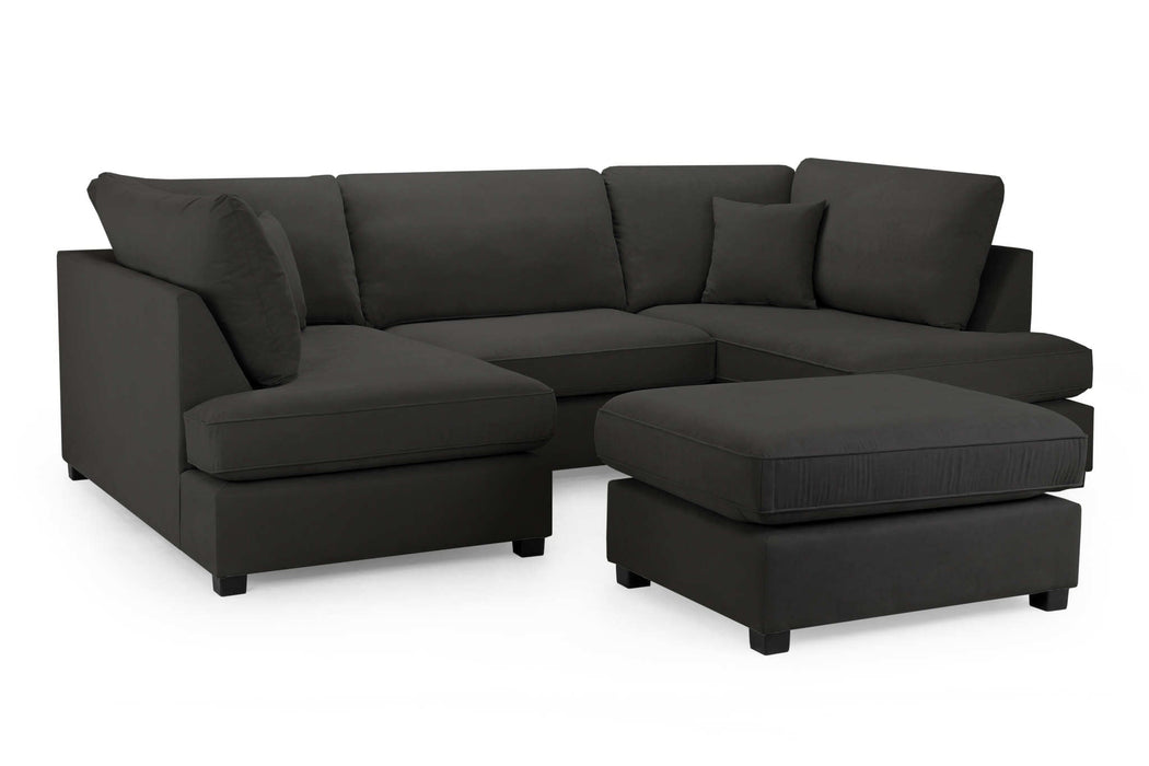 Clarendon Black U - Shape Corner Sofa with Ottoman – 6 Seater - Luminex FurnitureSofascarnaby_u_shape_black
