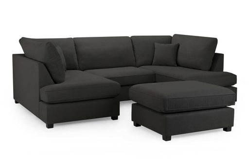Clarendon Black U - Shape Corner Sofa with Ottoman – 6 Seater - Luminex FurnitureSofascarnaby_u_shape_black