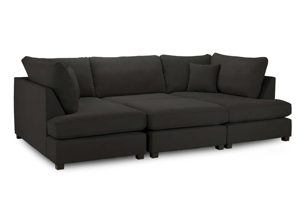 Clarendon Black U - Shape Corner Sofa with Ottoman – 6 Seater - Luminex FurnitureSofascarnaby_u_shape_black