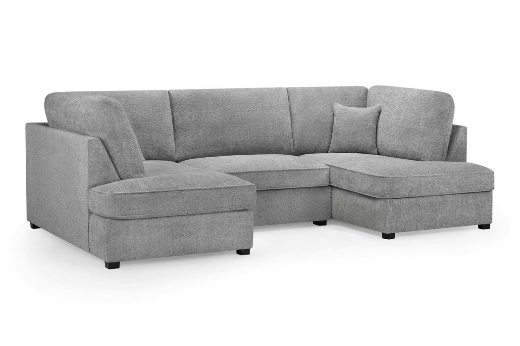Clarendon Bouclé Grey U - Shape Corner Sofa with Ottoman – 6 Seater - Luminex FurnitureSofascarnaby_boucle_grey_u_shape