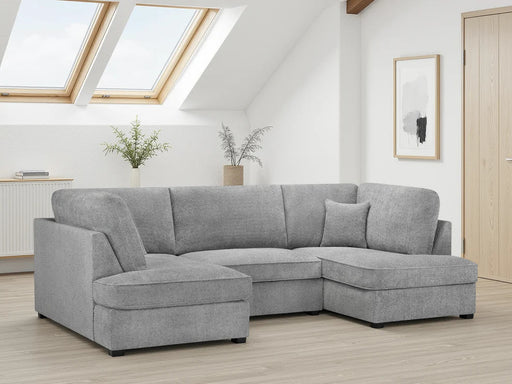 Clarendon Bouclé Grey U - Shape Corner Sofa with Ottoman – 6 Seater - Luminex FurnitureSofascarnaby_boucle_grey_u_shape