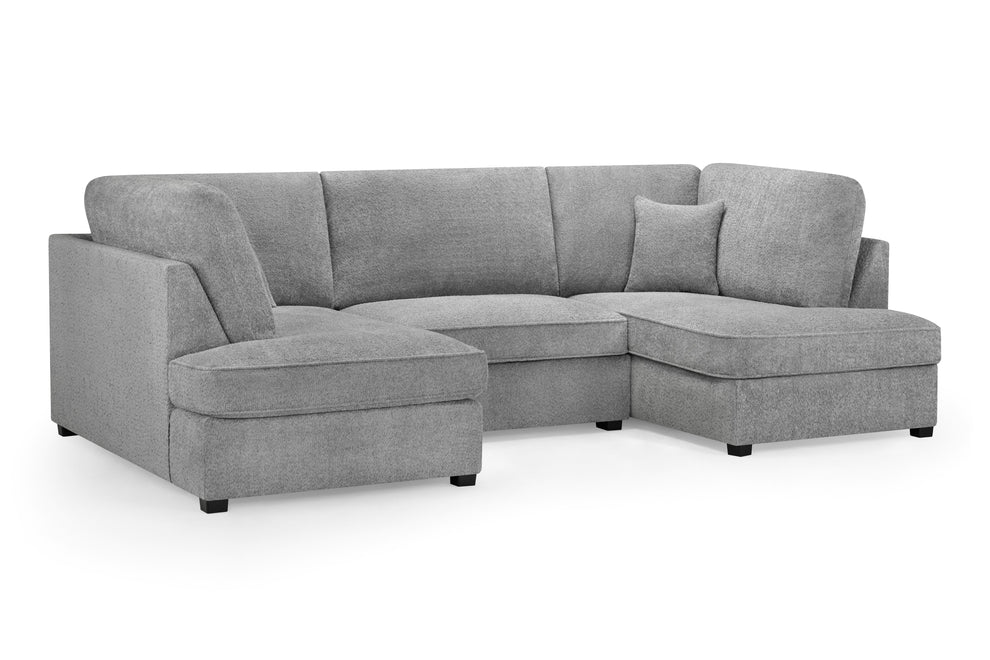 Clarendon Bouclé Grey U - Shape Corner Sofa with Ottoman – 6 Seater - Luminex FurnitureSofascarnaby_boucle_grey_u_shape