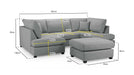 Clarendon Grey U - Shape Corner Sofa with Ottoman – 6 Seater - Luminex FurnitureSofascarnaby_u_shape_grey