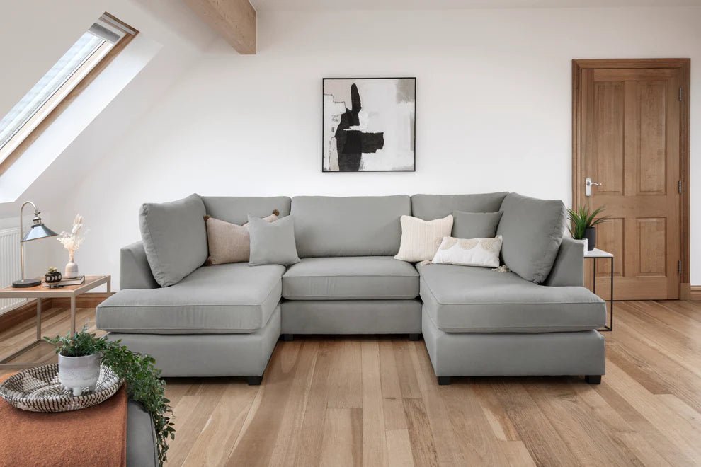 Clarendon Grey U - Shape Corner Sofa with Ottoman – 6 Seater - Luminex FurnitureSofascarnaby_u_shape_grey