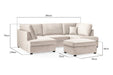 Clarendon Plush Beige U - Shape Corner Sofa with Ottoman – 6 Seater - Luminex FurnitureSofascarnaby_plush_beige_ushape