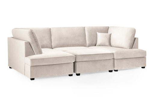 Clarendon Plush Beige U - Shape Corner Sofa with Ottoman – 6 Seater - Luminex FurnitureSofascarnaby_plush_beige_ushape