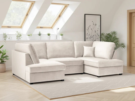 Clarendon Plush Beige U - Shape Corner Sofa with Ottoman – 6 Seater - Luminex FurnitureSofascarnaby_plush_beige_ushape