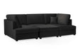 Clarendon Plush Black U - Shape Corner Sofa with Ottoman – 6 Seater - Luminex FurnitureSofascarnaby_plush_black_ushape