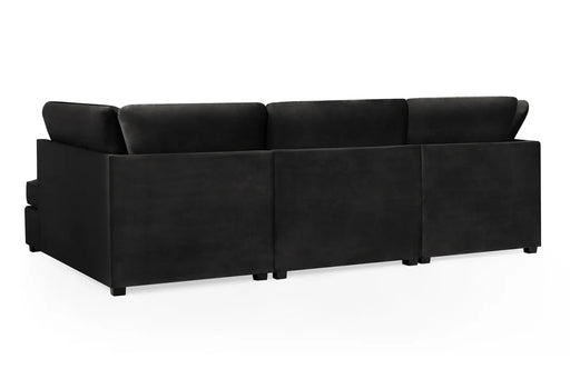 Clarendon Plush Black U - Shape Corner Sofa with Ottoman – 6 Seater - Luminex FurnitureSofascarnaby_plush_black_ushape