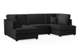 Clarendon Plush Black U - Shape Corner Sofa with Ottoman – 6 Seater - Luminex FurnitureSofascarnaby_plush_black_ushape