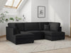 Clarendon Plush Black U - Shape Corner Sofa with Ottoman – 6 Seater - Luminex FurnitureSofascarnaby_plush_black_ushape