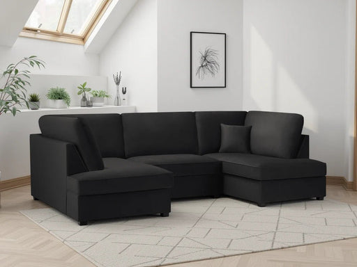 Clarendon Plush Black U - Shape Corner Sofa with Ottoman – 6 Seater - Luminex FurnitureSofascarnaby_plush_black_ushape