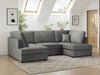 Clarendon Plush Grey U - Shape Corner Sofa with Ottoman – 6 Seater - Luminex FurnitureSofascarnaby_plush_grey_ushape