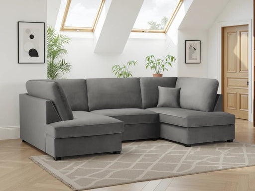 Clarendon Plush Grey U - Shape Corner Sofa with Ottoman – 6 Seater - Luminex FurnitureSofascarnaby_plush_grey_ushape
